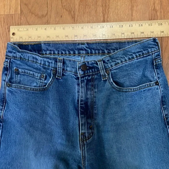 Levi’s 505 Tag Size 34 x 33 Blue Jeans Five Pocket Zip Fly Straight Leg Mid Rise - Picture 5 of 13